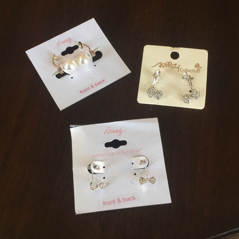 3 pairs of back hang earrings
